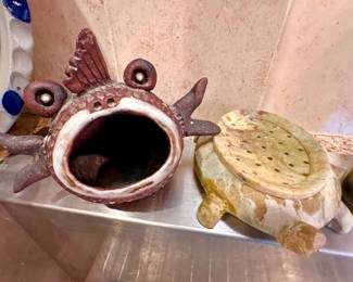 Joan Otis signed ceramic fish.