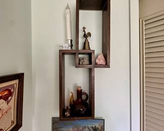 Wall shelving display.