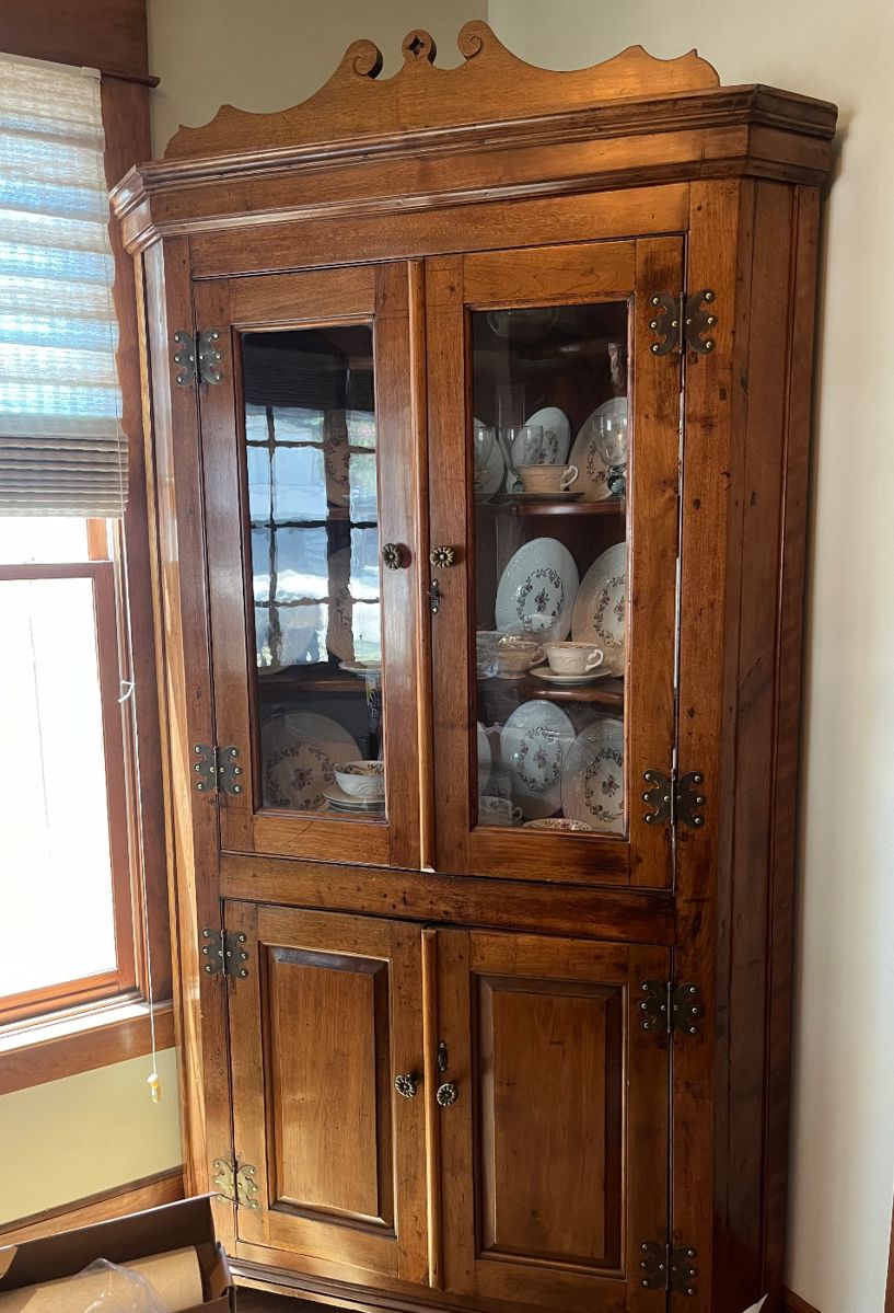 Antique Primitive Corner Wood Cabinet