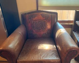 Tooled Leather Club Chair 