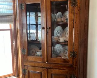 Antique Primitive Corner Wood Cabinet