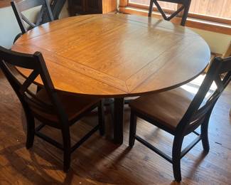 Round Dining Table Drop Corners into Square Table with 6 Chairs 