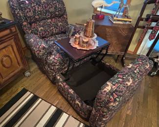 Casual Chair and matching ottoman with hidden table