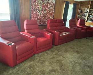 Custom made reclining leather theater chairs