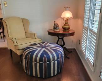 wing back chair and ottoman