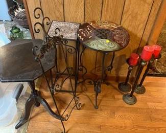 PLANT STANDS, PLATE RACK, CANDLE STANDS