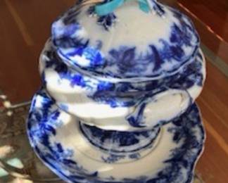 Flow Blue Tureen & Platter