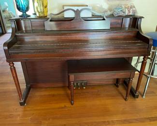 Estey International Awards Console Piano with Original Keys and Bench