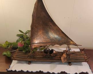 Vintage Hand Crafted 1962 Brazilian Jangada in Solid Copper from Brazil Signifying Strength, Courage and Determination 