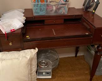 Desk, Iron, Assorted Sewing Notions, Pillows