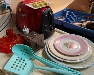 Assorted Kitchen Items, Cooking Utensils, Toaster, Nightlight