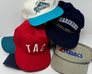 Mixed Lot of Vintage & Modern WA Baseball Caps: Tacoma Rainiers, Mariners +﻿	