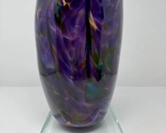 Large Blown Purple Art Glass Vase By Dehanna Jones	