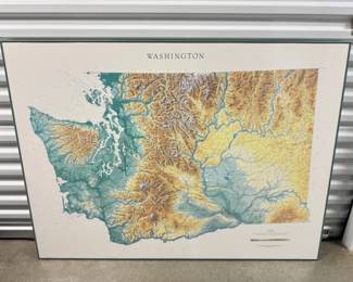 Vintage 1991 Washington Map - Huge Framed	