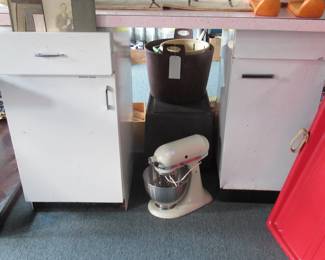 metal cabinets , kitchen aid mixer , planters, and more