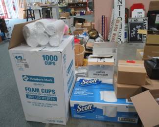 store supplies, office supplies, tags, cups, ect.