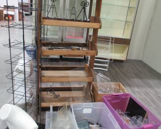 shelves , glass display cases,  fixtures