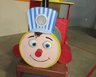 giant wooden train  ... almost looks like Thomas