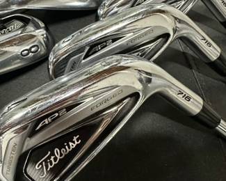 Titleist 716 AP2 Forged Irons 4-PW - Stiff Flex
$425.00

Men's Right-Handed Forged Irons
4 Iron through PW (7 clubs total) - Standard lofts and lie (PW 46 degree)
Project X Rifle 5.5 Stiff Shafts
Superstroke Grey Grips - Standard Size (5-PW); Factory Titleist Grip - Standard Size (4 Iron)

Preowned clubs in great condition that have been meticulously maintained. Clubs are authentic and have serial numbers as shown in photos.