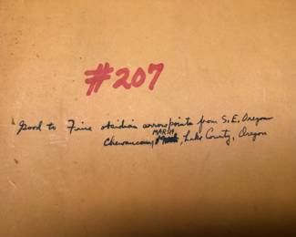 Inscription on back of Obsidian arrow points from Oregon.