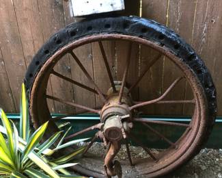 Antique Rusty Wagon Wheel, Bird House
