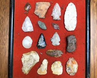 Shell is from burial mound at Anclote, FL. Pottery sherds from burial mound on Tick Island, Volusia Co. FL. found 15ft below the surface. Volusia County, FL. Collected by Chuckie Bilgere (Charles James Bilgere 1948-2022) and C.E. Bond - 1962