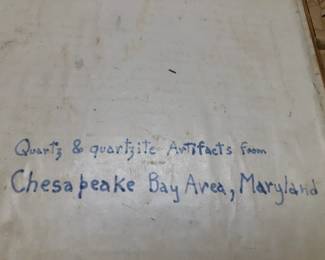 Insctiption on back of artifacts from Maryland.