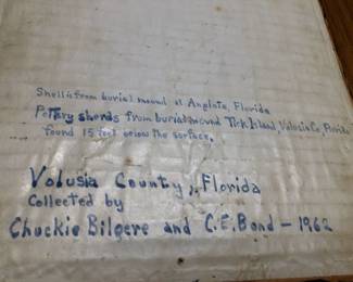 Inscription on back of artifacts from Florida.