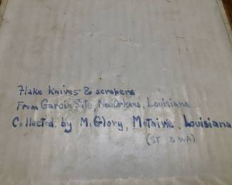 Inscription on back of Flake Knives and Serapers from Louisiana,