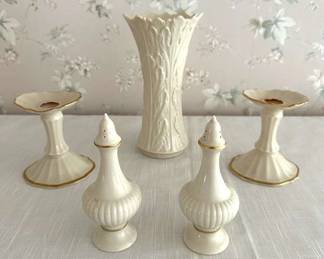 Lenox Vase, Candlesticks, S P Shakers