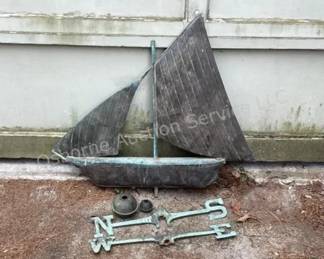 Copper sailboat weathervane (no middle pole)