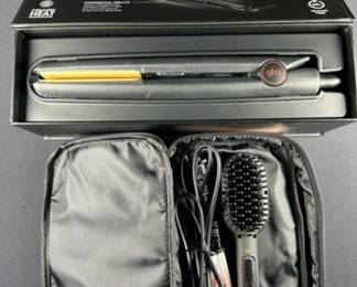 NEW GHD Classic Flat Iron & Amika Travel Hot Brush Styler