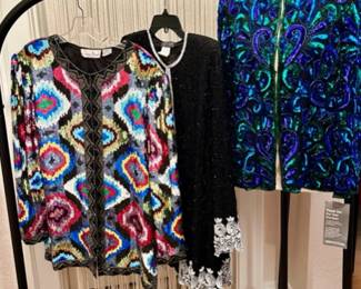 Stunning Vintage 1980s Beaded Sequin 100% Silk Jackets Featuring Laurence Kazar