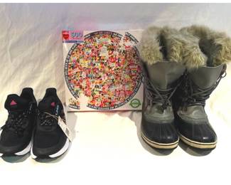 NEW Size 6 Adidas Shoes & Puzzle, Size 5 Sorel Boots