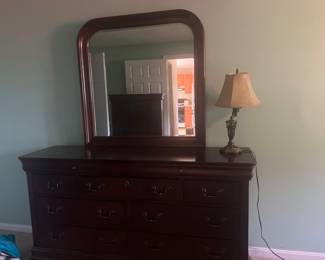 Bedroom set dark wood 