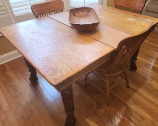 Antique Oak Dining Table and Chairs