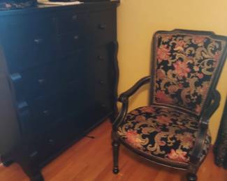 Lane Country Living chest of drawers, floral side chair