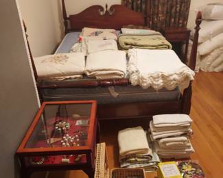 Vintage "Dixie" Full Bed & Nightstand , Sewing Machine & supplies