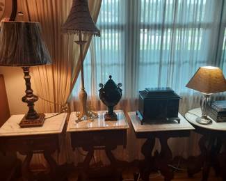 Assorted Kimball marble top end tables