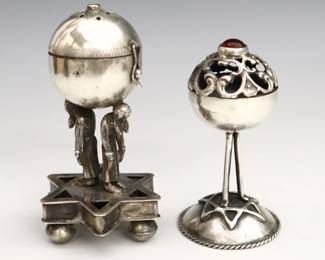 25.26a Two Russian Silver Judaic Spice Towers