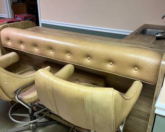 MID CENTURY BAR WITH STOOLS