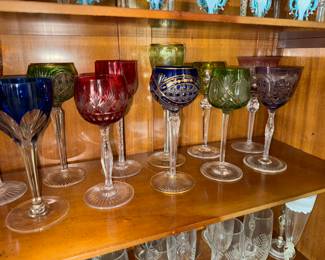 Variety of Stemware, cut to clear crystal, Czech?
