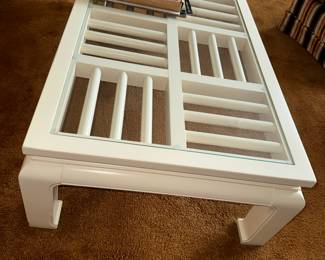 Geometric Table with Glass top and Asian style legs