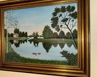 John O. Hunter very quaint, signed painting with ducks
