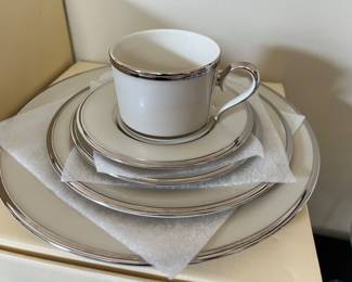 Eight 5pc place settings of Lenox 'Ivory Frost' $50 each set.  Never used!  Perfect! 