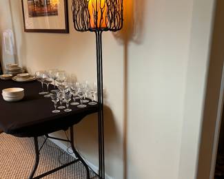 Black metal branch floor lamp $95