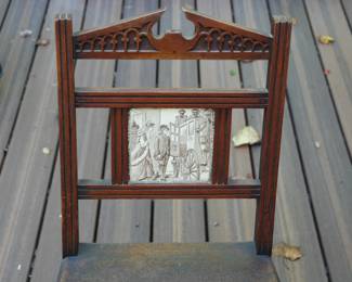 Unusual antique Chair with a tile insert,