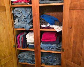 Lots of jeans and sports tops