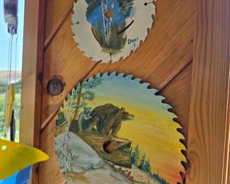 Hand painted saw blades by local artists