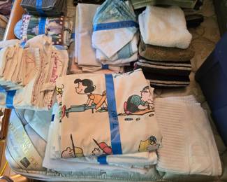 Vintage and contemporary household linens.